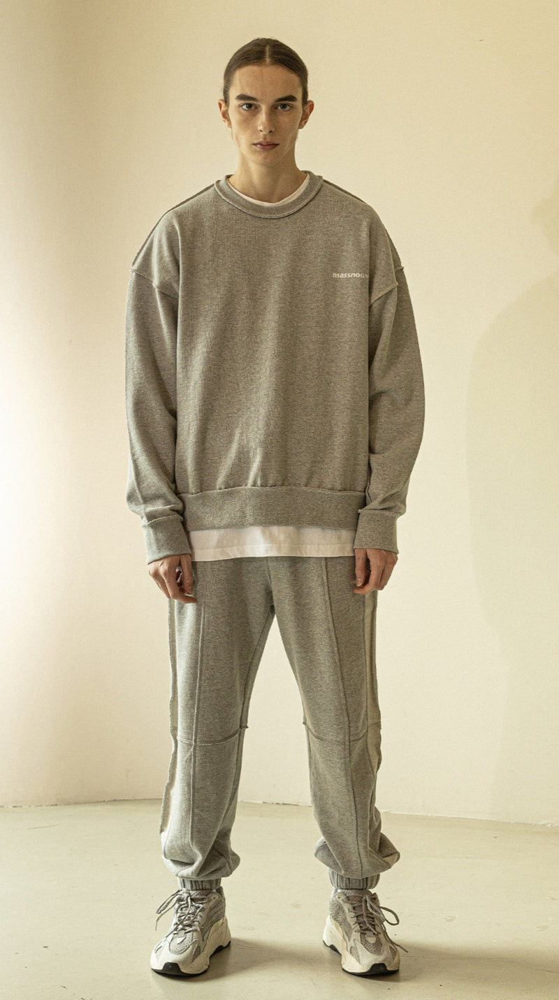 マスノウン(MASSNOUN)   REVERSE OVERSIZED HEAVY CREWNECK MFZCR002-GY