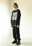 マスノウン(MASSNOUN)  SAFETY IGNORANCE OVERSIZED LONG SLEEVES MFZLS001-BK