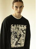 マスノウン(MASSNOUN)  SAFETY IGNORANCE OVERSIZED LONG SLEEVES MFZLS001-BK