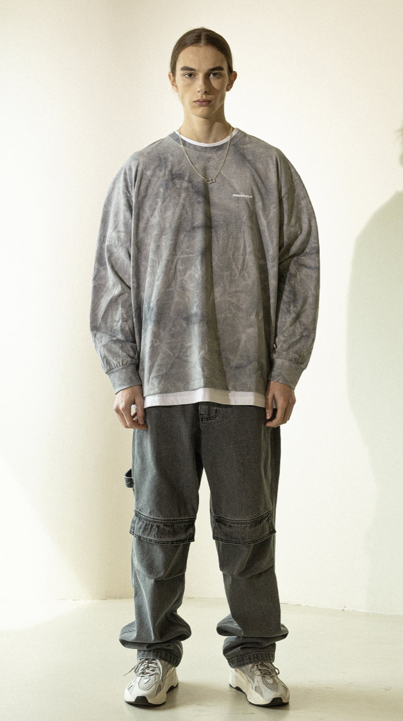 マスノウン(MASSNOUN)  TIE-DYE OVERSIZED LONG SLEEVES MFZLS002-GY