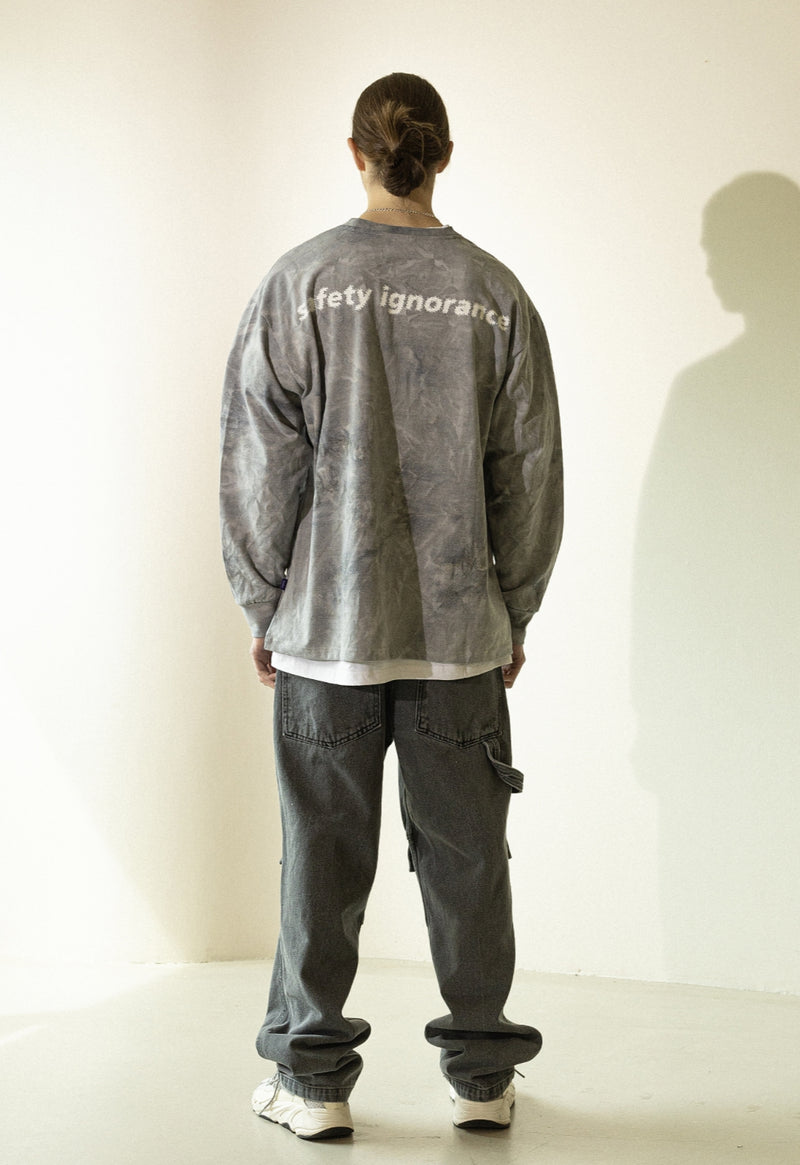 マスノウン(MASSNOUN)  TIE-DYE OVERSIZED LONG SLEEVES MFZLS002-GY
