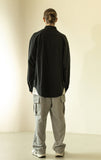 マスノウン(MASSNOUN)   ZIPPER POCKET OVERSIZED SHIRTS MFZST001-BK
