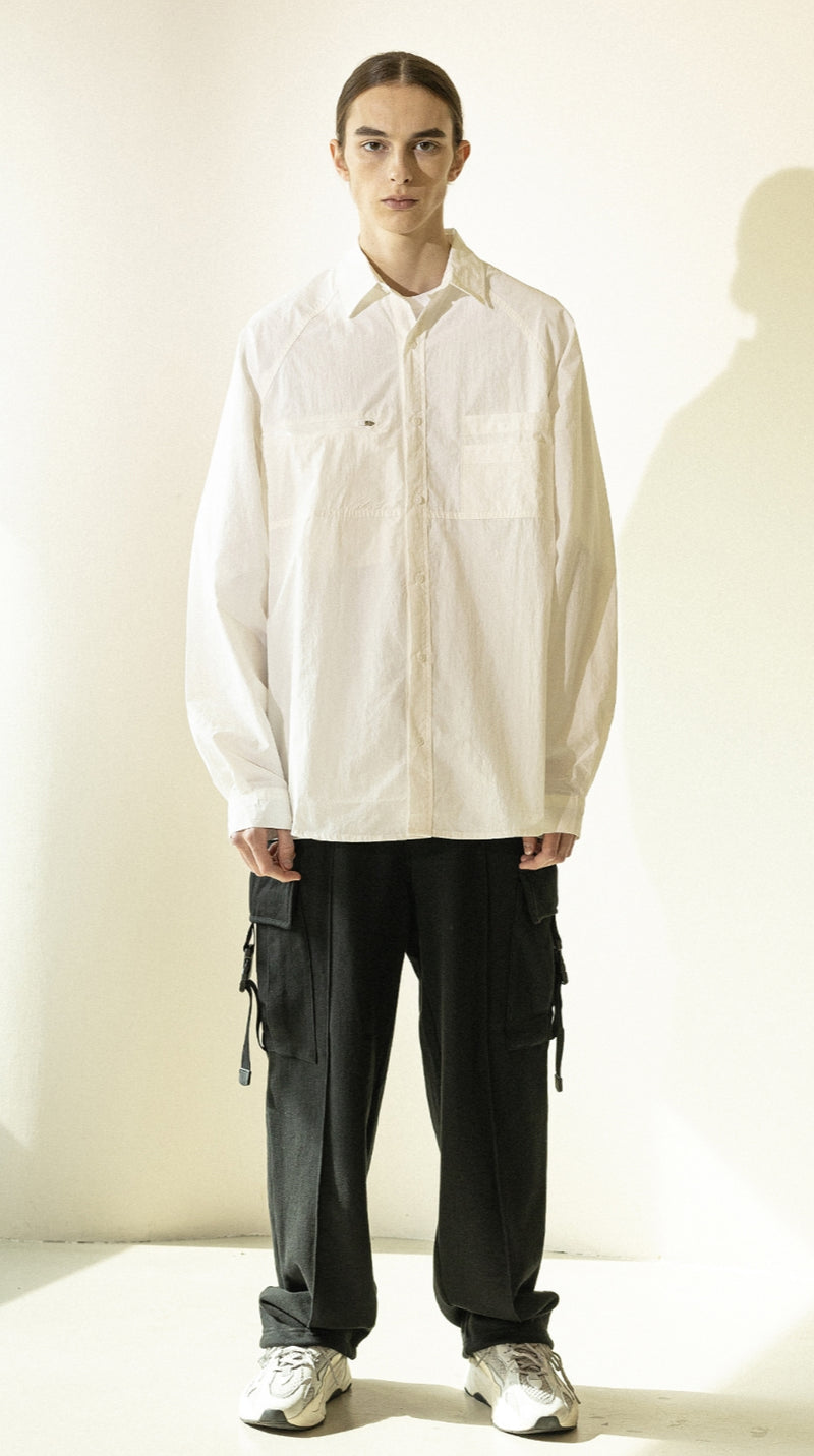 マスノウン(MASSNOUN)  ZIPPER POCKET OVERSIZED SHIRTS MFZST001-WT