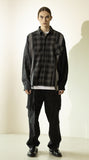 マスノウン(MASSNOUN)  MULTI CHECK OVERSIZED SHIRTS MFZST002-BK