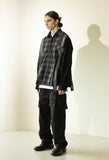 マスノウン(MASSNOUN)  MULTI CHECK OVERSIZED SHIRTS MFZST002-BK