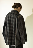 マスノウン(MASSNOUN)  MULTI CHECK OVERSIZED SHIRTS MFZST002-BK