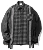 マスノウン(MASSNOUN)  MULTI CHECK OVERSIZED SHIRTS MFZST002-BK