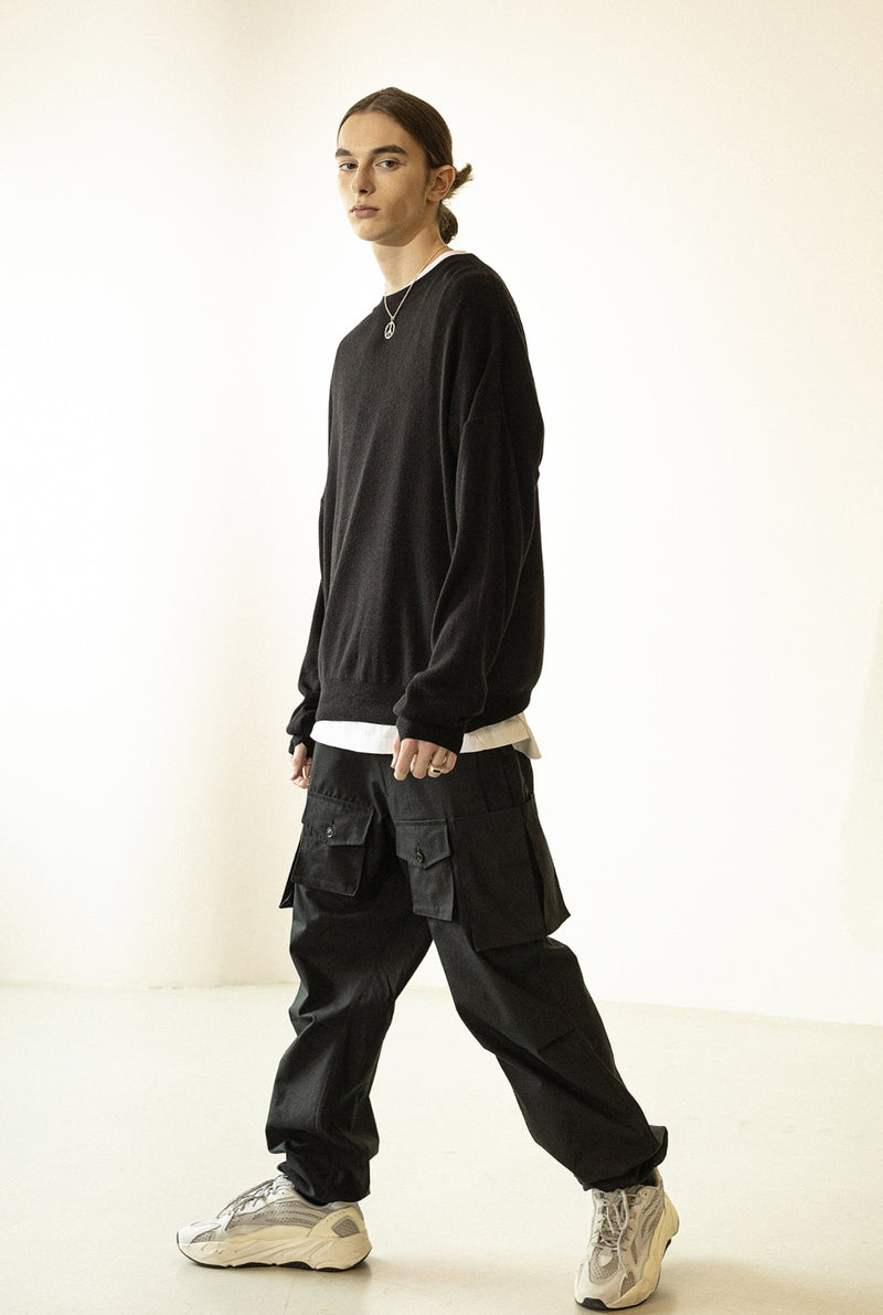 マスノウン(MASSNOUN) THUMB HALL WOOL KNIT MFZNT001-BK