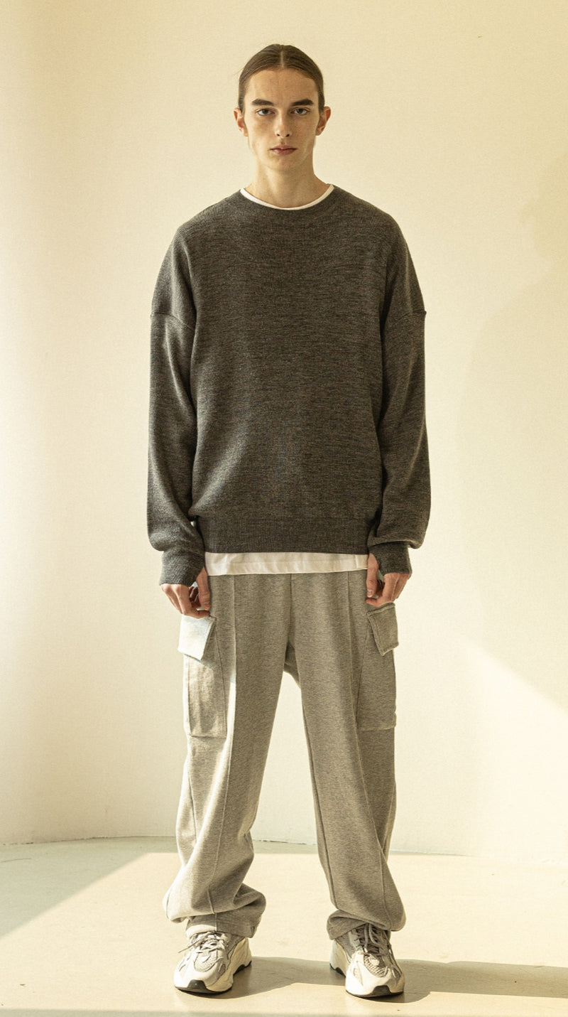 マスノウン(MASSNOUN)  THUMB HALL WOOL KNIT MFZNT001-GY
