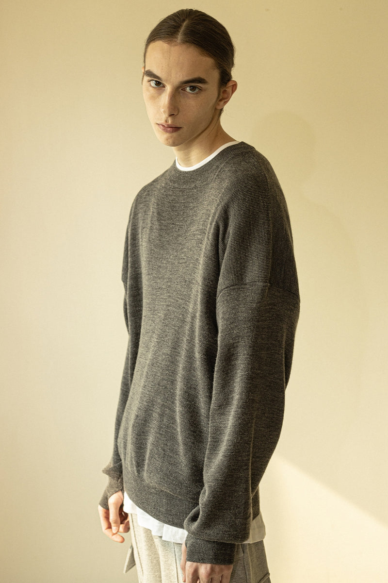 マスノウン(MASSNOUN)  THUMB HALL WOOL KNIT MFZNT001-GY