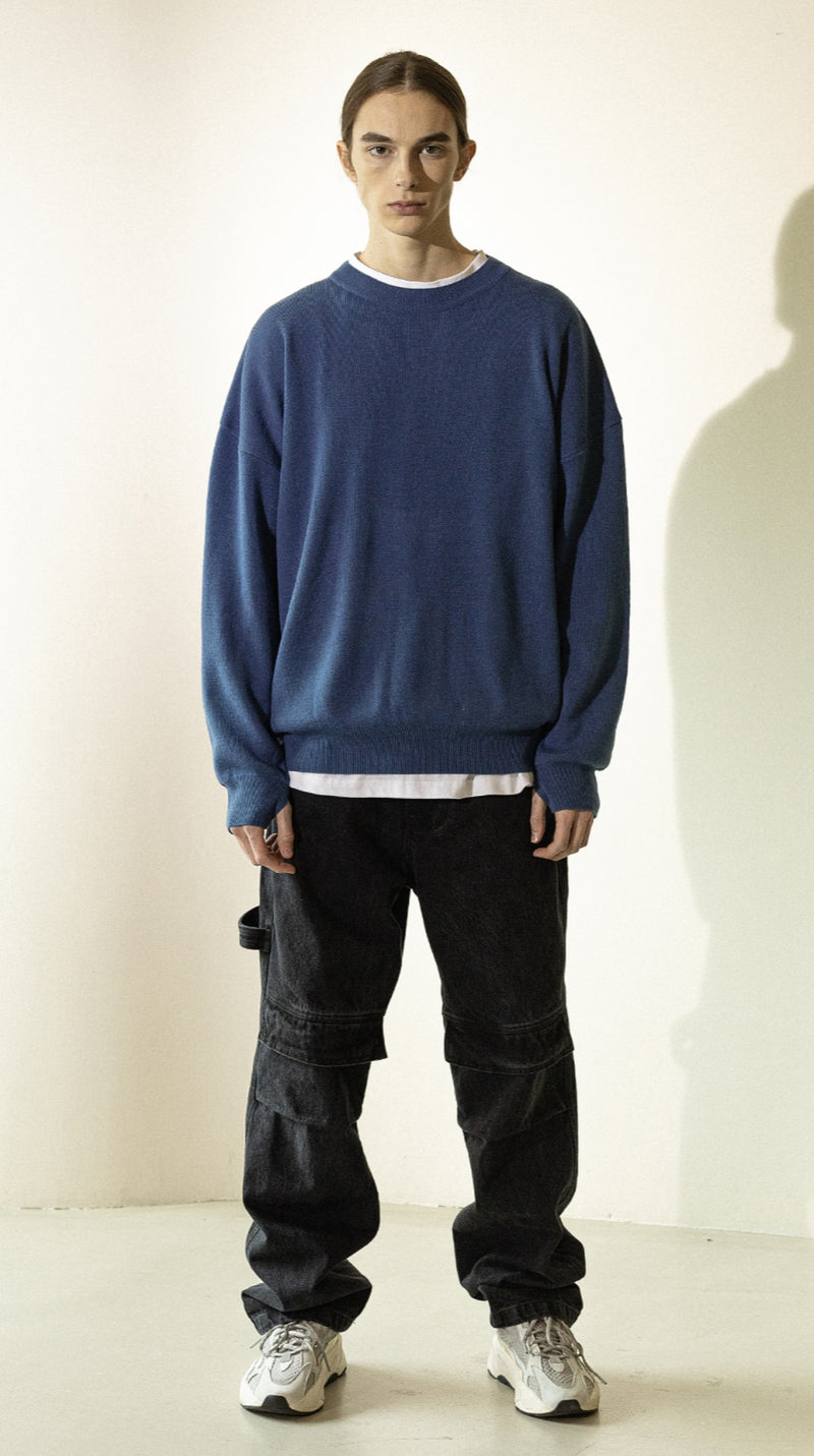 マスノウン(MASSNOUN) THUMB HALL WOOL KNIT MFZNT001-BL