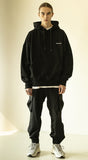 マスノウン(MASSNOUN)  SMILE OVERSIZED HEAVY HOODY MWZHD001-BK