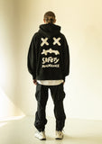 マスノウン(MASSNOUN)  SMILE OVERSIZED HEAVY HOODY MWZHD001-BK