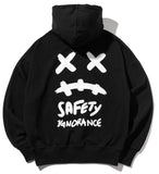 マスノウン(MASSNOUN)  SMILE OVERSIZED HEAVY HOODY MWZHD001-BK