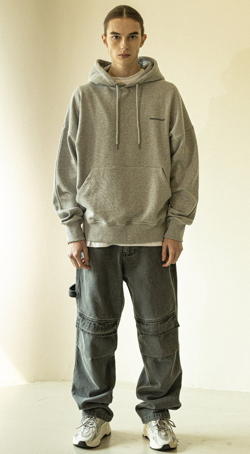 マスノウン(MASSNOUN)  SMILE OVERSIZED HEAVY HOODY MWZHD001-GY