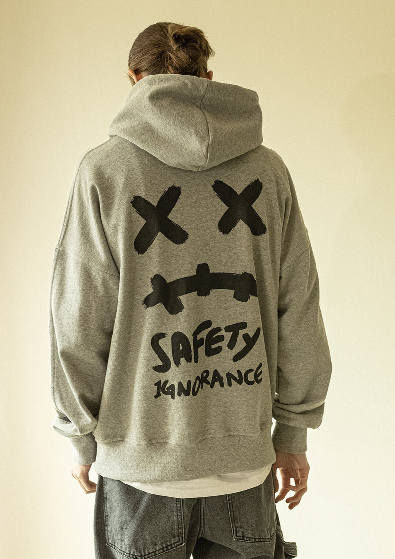 マスノウン(MASSNOUN)  SMILE OVERSIZED HEAVY HOODY MWZHD001-GY