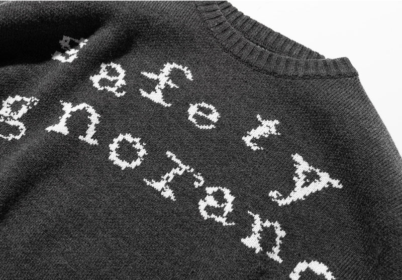 マスノウン(MASSNOUN)  SAFETY LETTERING WOOL KNIT MWZNT001-DG