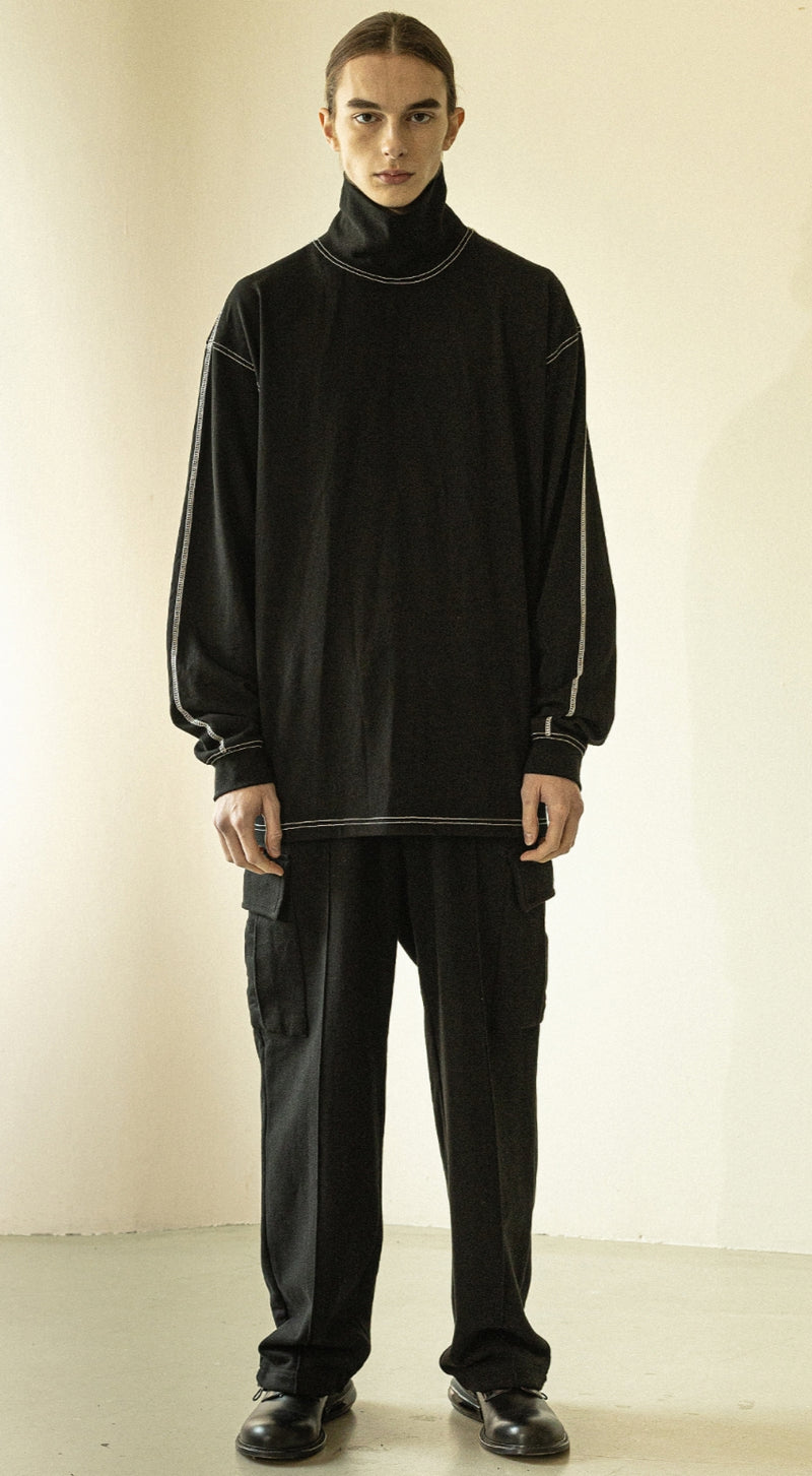 マスノウン(MASSNOUN)  STITCH TURTLE LONG SLEEVES MWZLS001-BK
