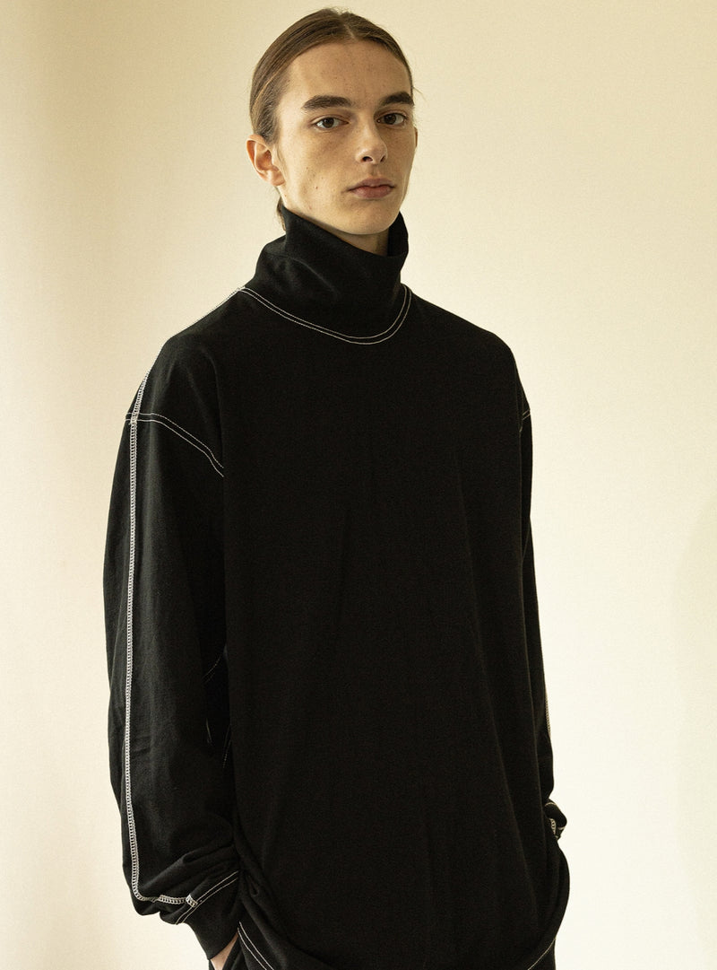 マスノウン(MASSNOUN)  STITCH TURTLE LONG SLEEVES MWZLS001-BK