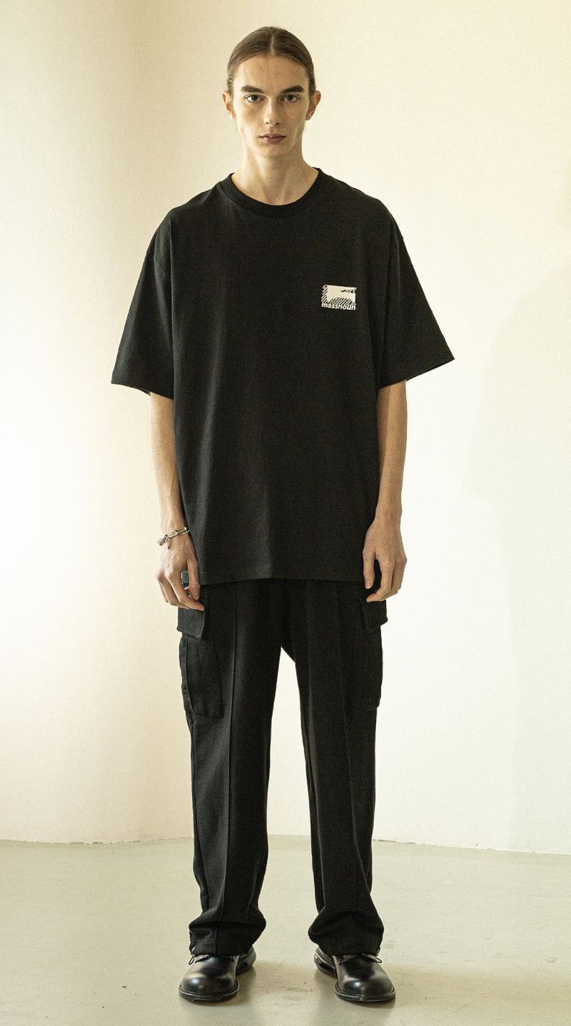 マスノウン(MASSNOUN)   FRAGILE OVERSIED T-SHIRT MWZTS001-BK