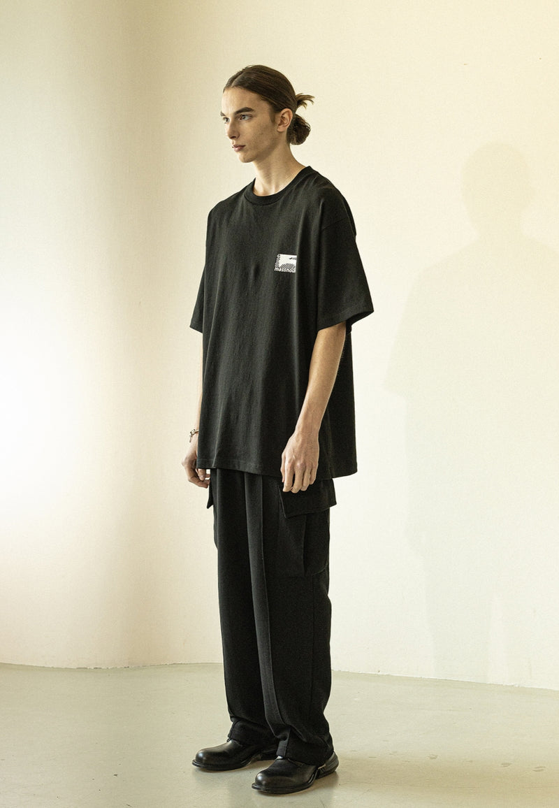 マスノウン(MASSNOUN)   FRAGILE OVERSIED T-SHIRT MWZTS001-BK