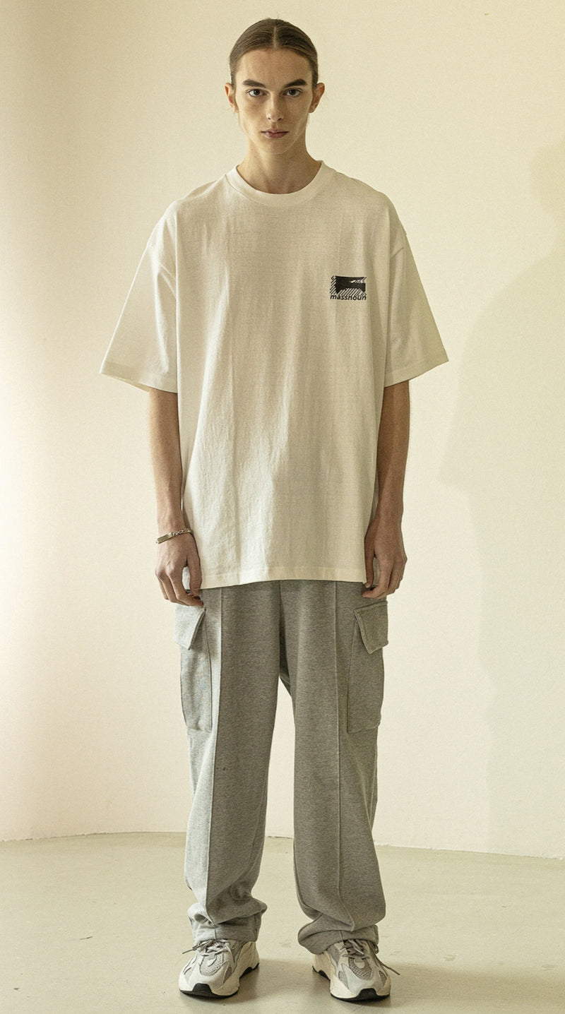 マスノウン(MASSNOUN)    FRAGILE OVERSIED T-SHIRT MWZTS001-WT