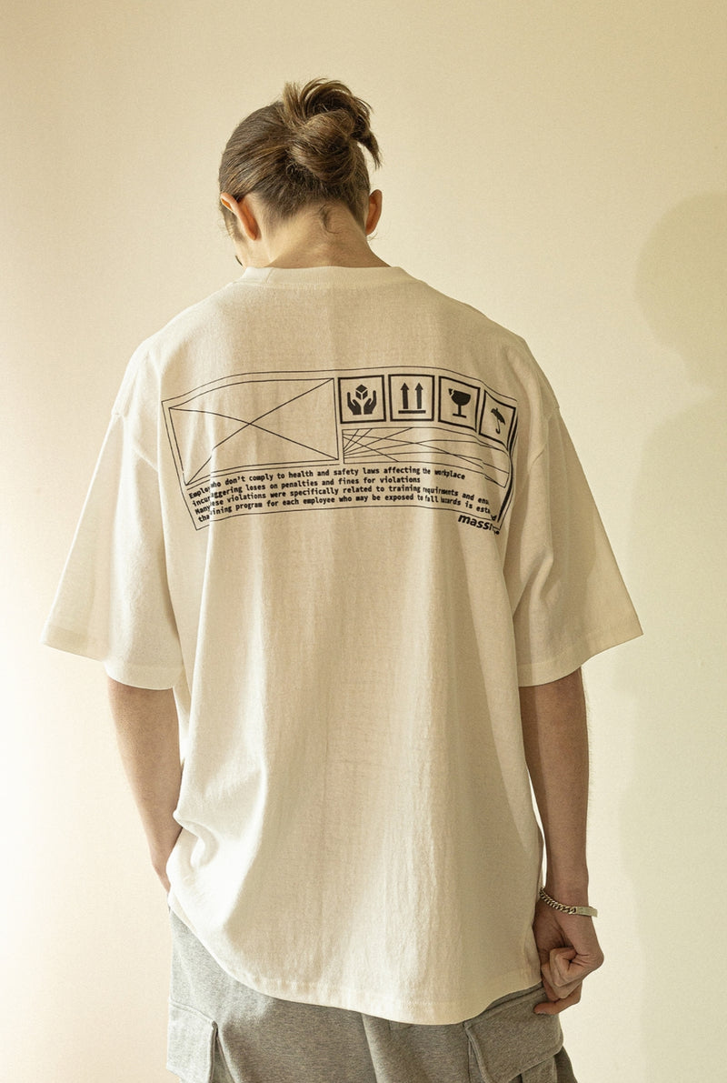 マスノウン(MASSNOUN)    FRAGILE OVERSIED T-SHIRT MWZTS001-WT