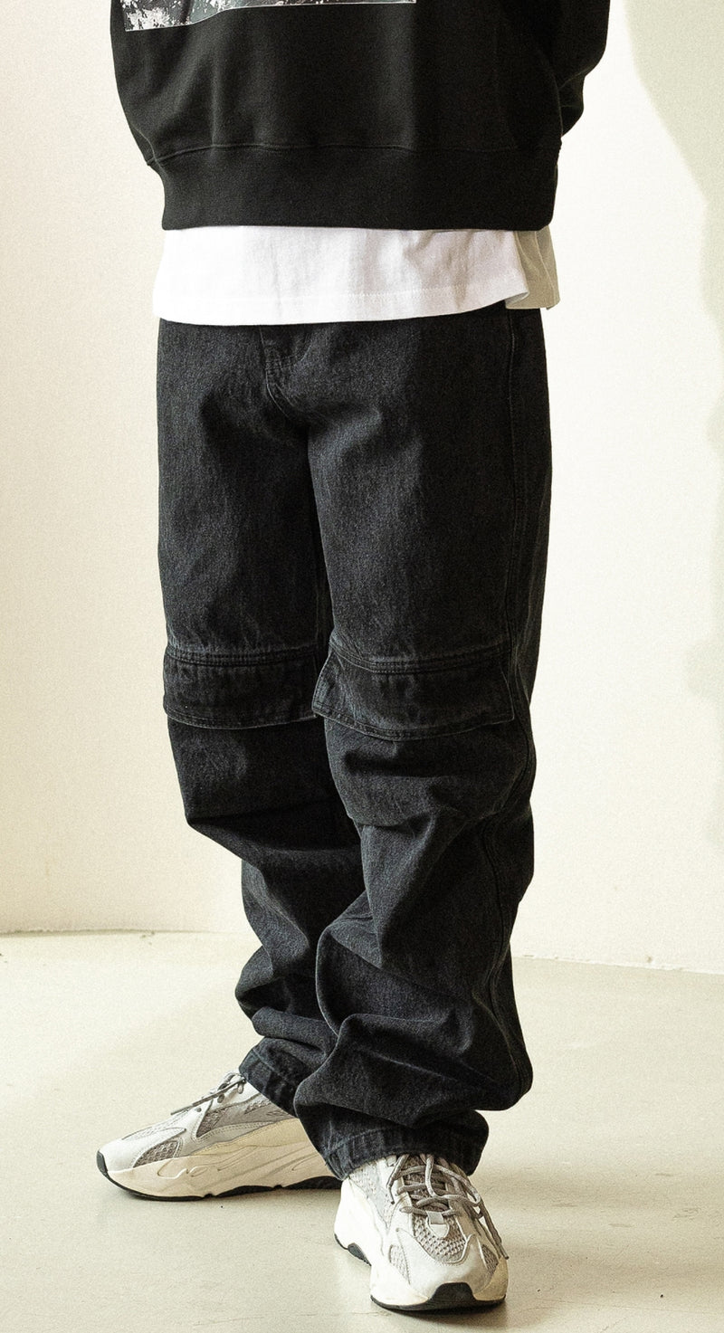 マスノウン(MASSNOUN)   FAKE POCKET DENIM PANTS MFZJP001-BK