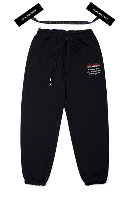 ブラックブロンド(BLACKBLOND) BBD Slogan Logo Sweatpants (Black)