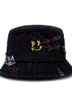 ブラックブロンド(BLACKBLOND)  BBD Smile Logo Denim Bucket Hat Custom Ver. (Black)