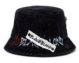 ブラックブロンド(BLACKBLOND)  BBD Smile Logo Denim Bucket Hat Custom Ver. (Black)