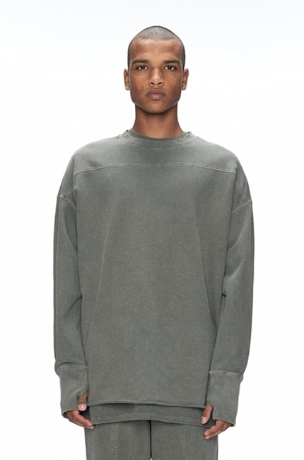 OVERR(オベルー)  20FW PIGMENT KHAKI BIG RIB SWEATSHIRTS