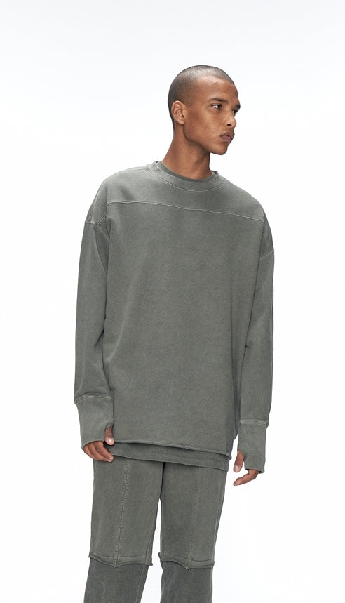 OVERR(オベルー)  20FW PIGMENT KHAKI BIG RIB SWEATSHIRTS