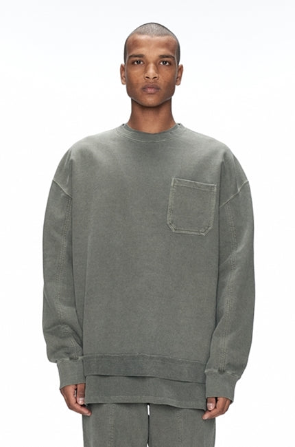 OVERR(オベルー)  20FW PIGMENT KHAKI DOUBLE STITCH SWEATSHIRTS