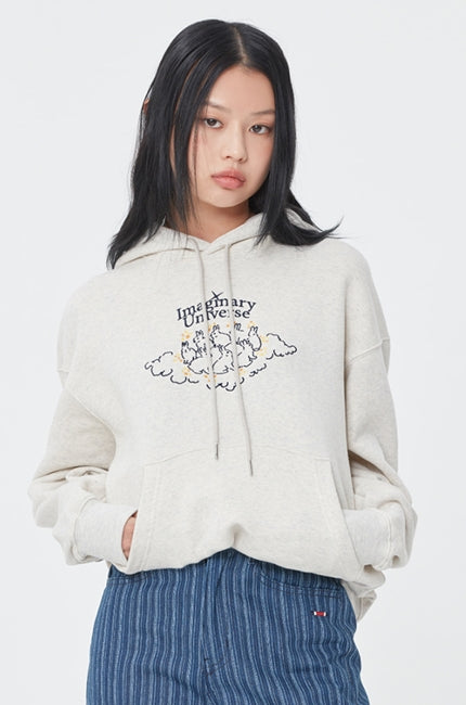 ロマンティッククラウン(ROMANTIC CROWN)  WOMAN RABBIT HOODIE_MELANGE IVORY