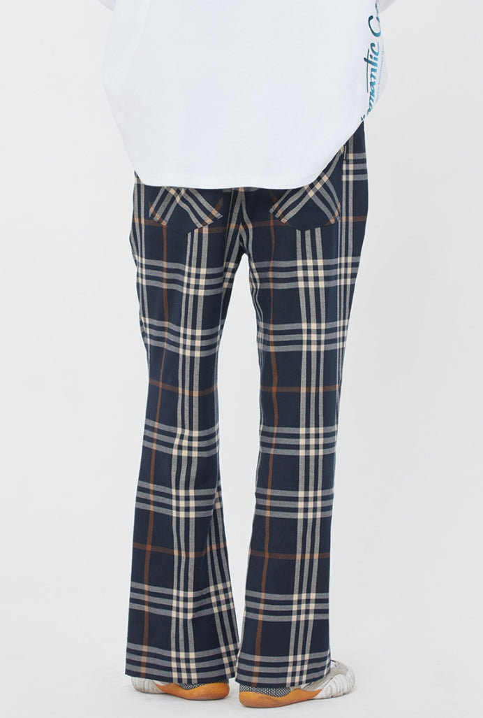 ロマンティッククラウン(ROMANTIC CROWN) CLASSIC CHECK BANDING PANTS_NAVY