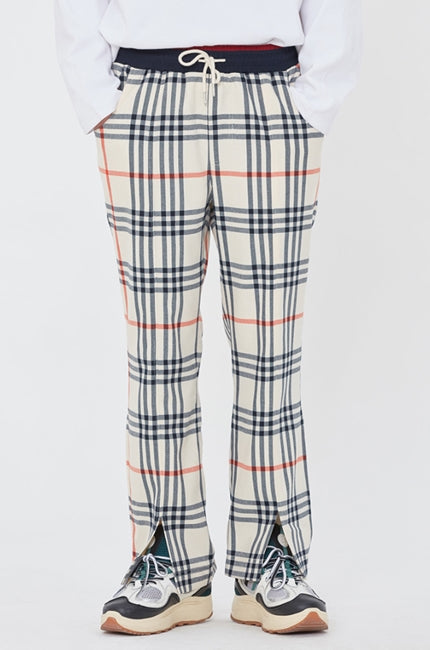 ロマンティッククラウン(ROMANTIC CROWN) CLASSIC CHECK BANDING PANTS_OATMEAL