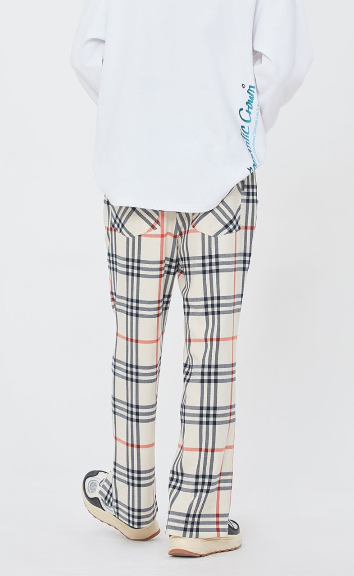 ロマンティッククラウン(ROMANTIC CROWN) CLASSIC CHECK BANDING PANTS_OATMEAL