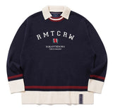 ロマンティッククラウン(ROMANTIC CROWN) RMTCRW CLUB COLLAR KNIT_NAVY