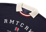 ロマンティッククラウン(ROMANTIC CROWN) RMTCRW CLUB COLLAR KNIT_NAVY