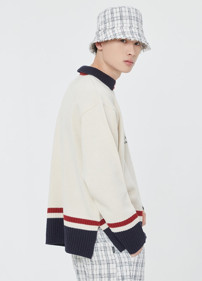 ロマンティッククラウン(ROMANTIC CROWN) RMTCRW CLUB COLLAR KNIT_OATMEAL