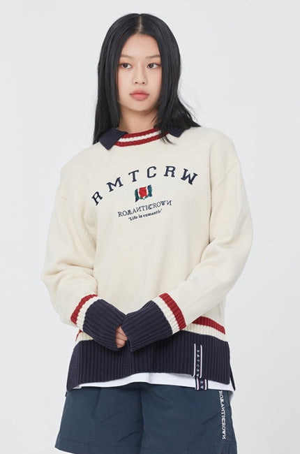 ロマンティッククラウン(ROMANTIC CROWN) RMTCRW CLUB COLLAR KNIT_OATMEAL