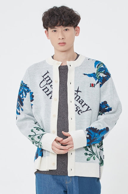 ロマンティッククラウン(ROMANTIC CROWN) FLOWERS KNIT CARDIGAN_OATMEAL