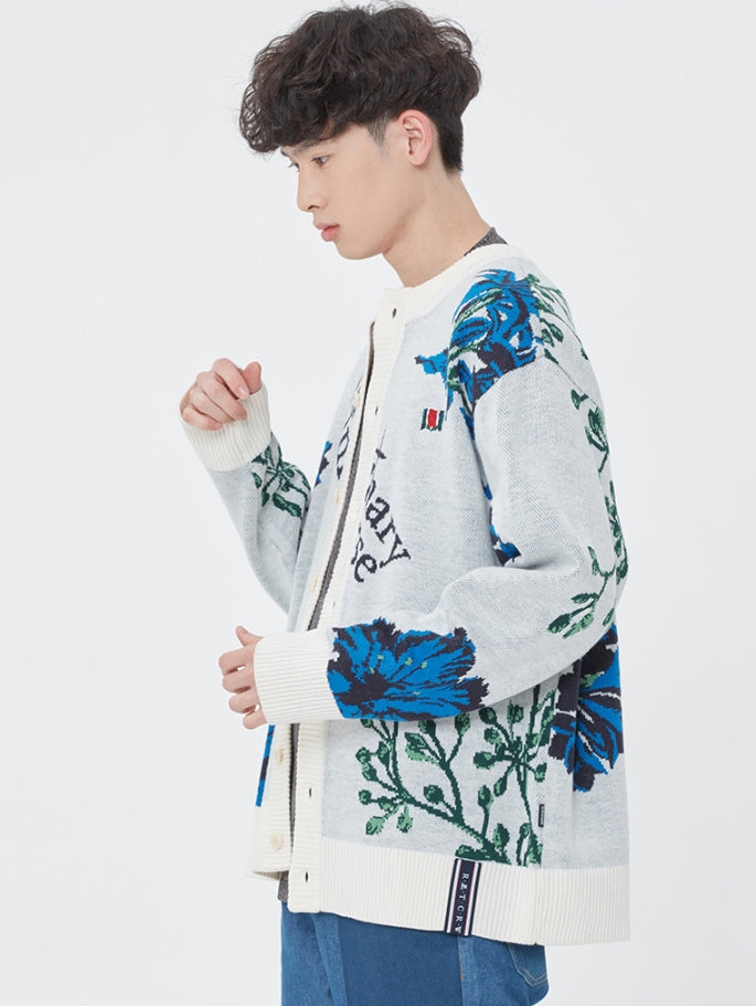 ロマンティッククラウン(ROMANTIC CROWN) FLOWERS KNIT CARDIGAN_OATMEAL