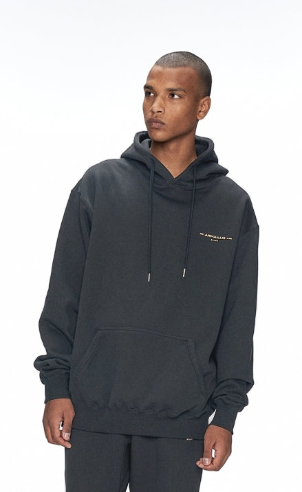 OVERR(オベルー) 20FW BASIC LOGO CHARCOAL HOODIE