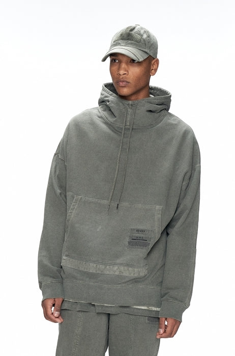 OVERR(オベルー) 20FW PIGMENT KHAKI SMOCK HOODIE