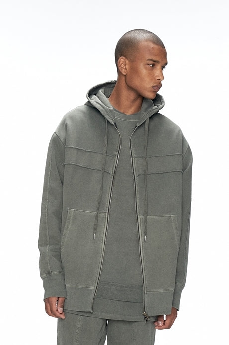 OVERR(オベルー) 20FW PIGMENT KHAKI HOODIE ZIP-UP