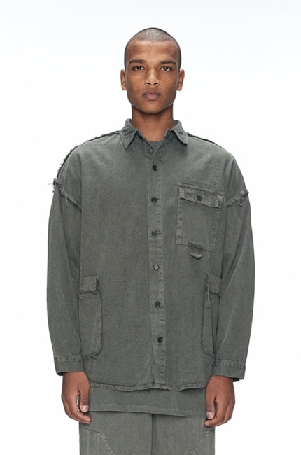 OVERR(オベルー) 20FW PIGMENT KHAKI POCKET SHIRTS