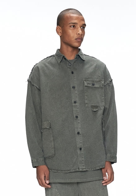 OVERR(オベルー) 20FW PIGMENT KHAKI POCKET SHIRTS