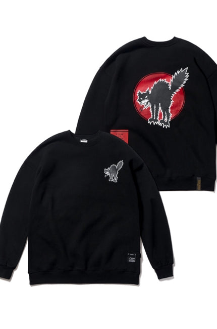 STIGMA(スティグマ) CAT OVERSIZED HEAVY SWEAT CREWNECK BLACK